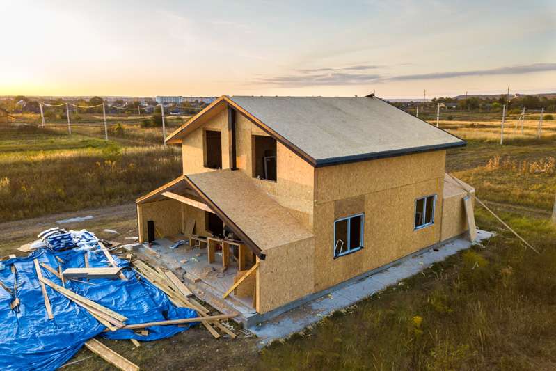 New construction home framed and roofed before a pre drywall home inspection